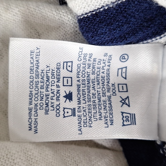 Lands' End White Blue Two Tone Striped Nautical Open Front Cardigan Size XL - Picture 13 of 14